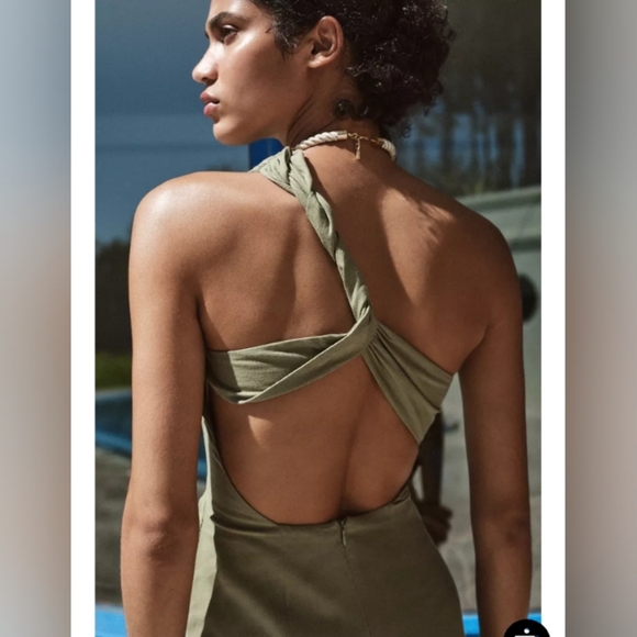 Zara Asymmetric Midi Dress With Linen - Picture 4 of 6